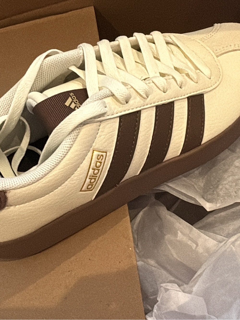adidas Cream & Brown Retro Low-Top Sneakers